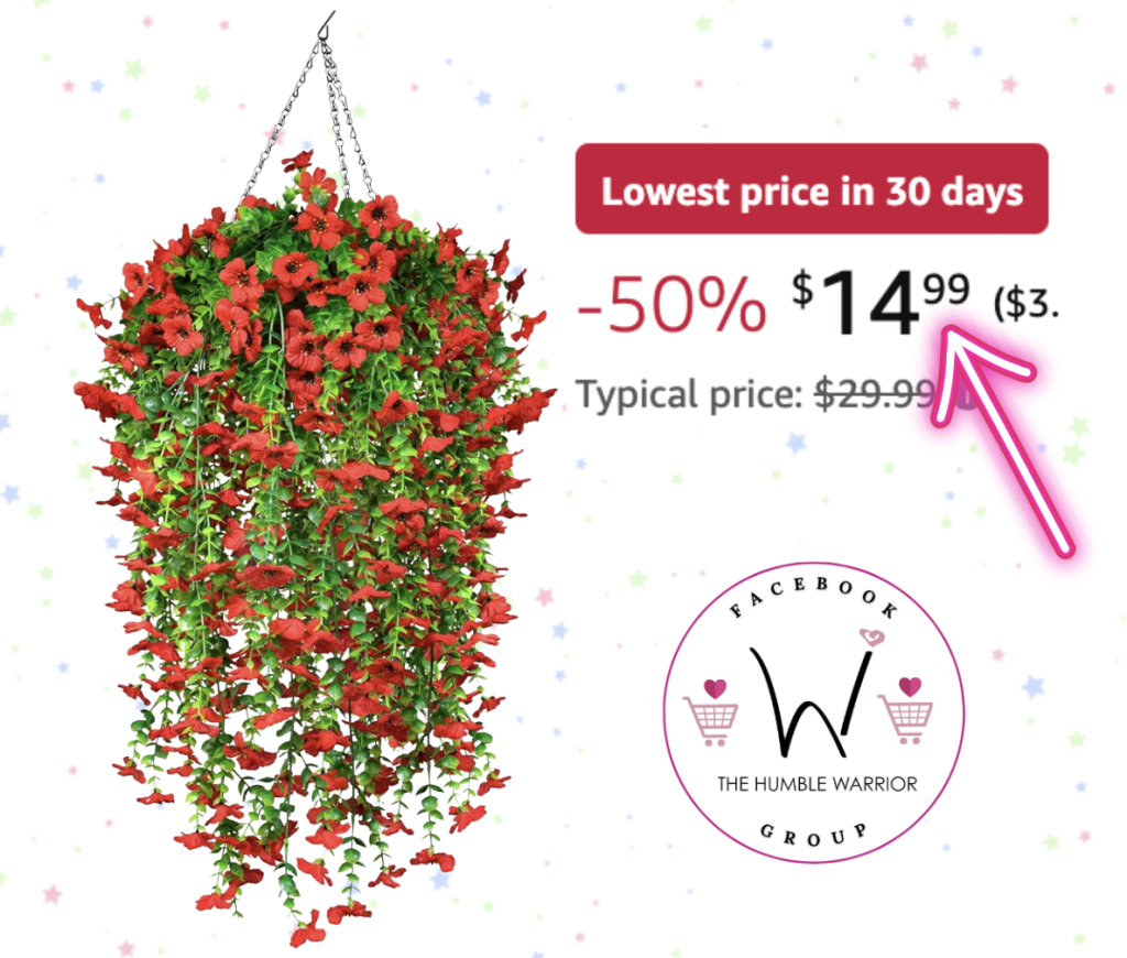 4 Pack Red Artificial Fake Hanging Plants Flowers!